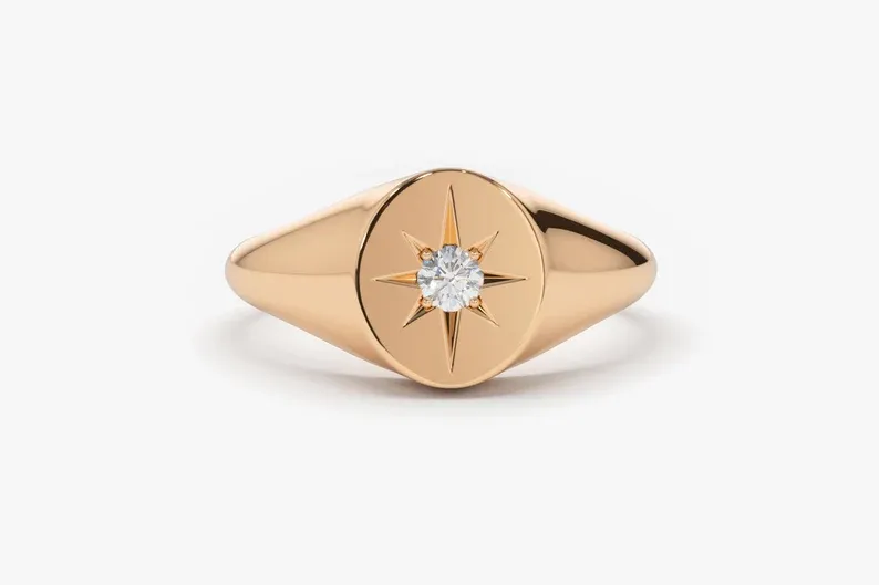 0.07CTW Star Setting Lab Grown Diamond Engagement ring