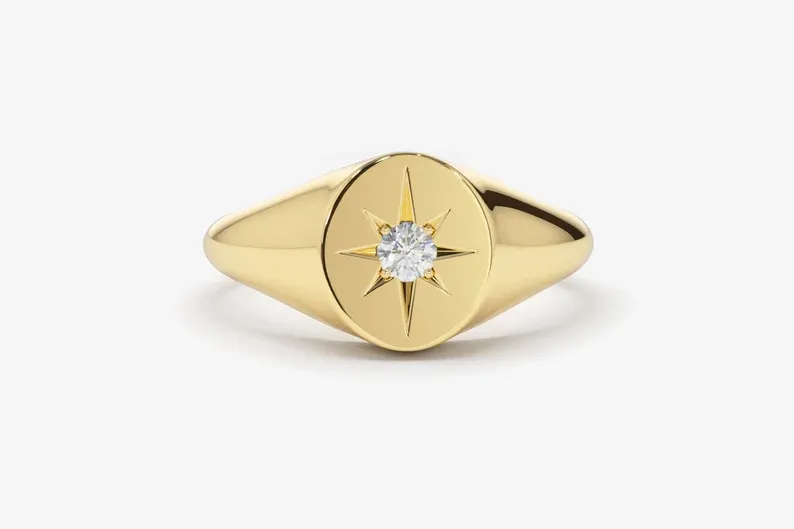 0.07CTW Star Setting Lab Grown Diamond Engagement ring