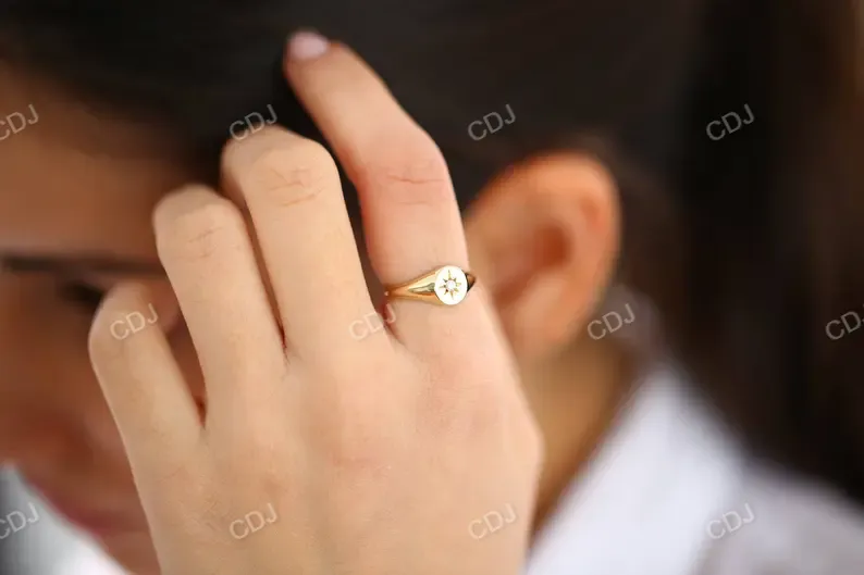 0.07CTW Star Setting Lab Grown Diamond Engagement ring