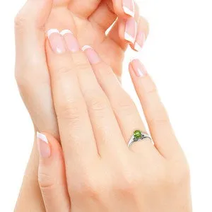 0.76 Carat 14K Solid White Gold Stands For Something Peridot Diamond Ring