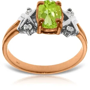 0.97 Carat 14K Solid Rose Gold Xo Peridot Diamond Ring