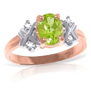 0.97 Carat 14K Solid Rose Gold Xo Peridot Diamond Ring