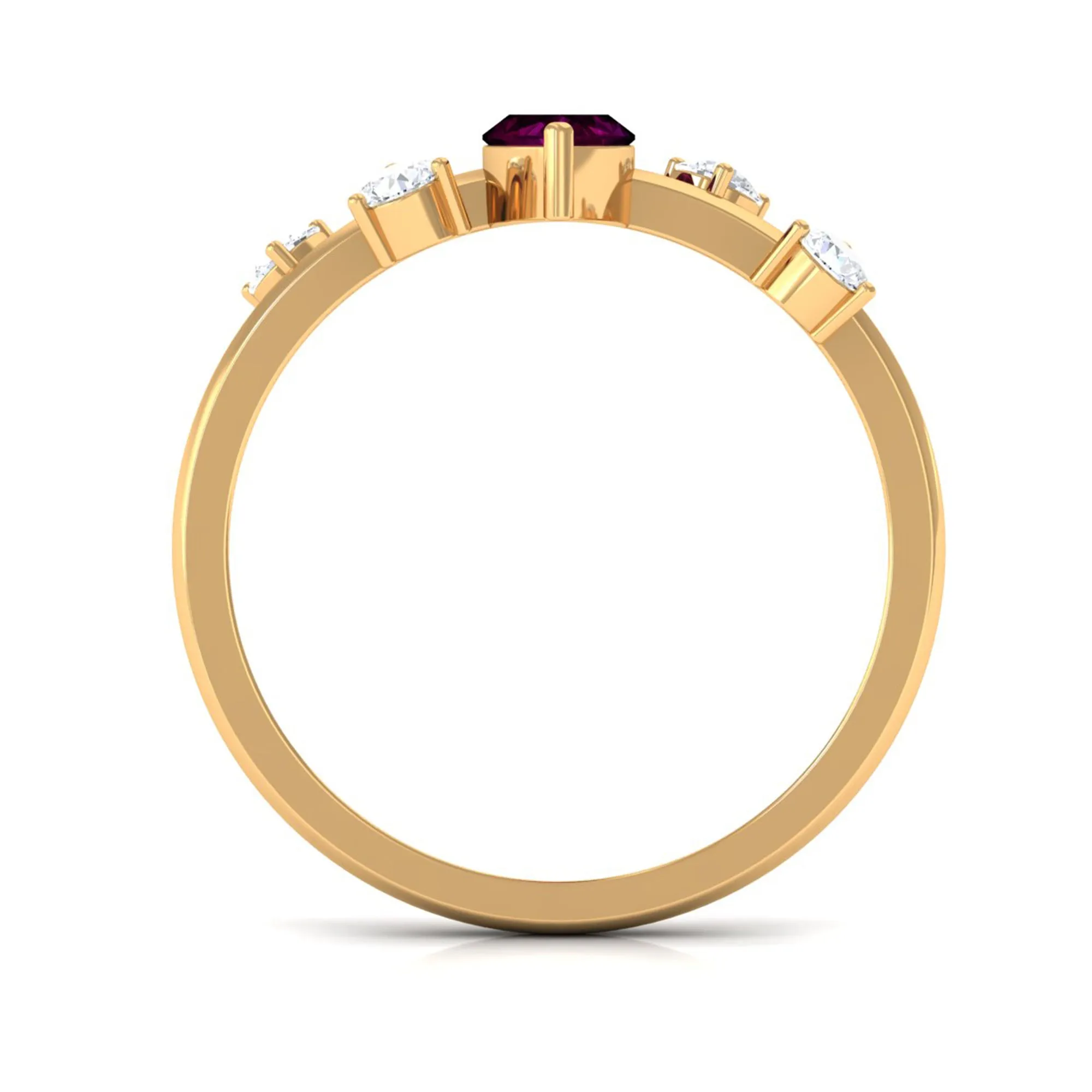 1 CT Marquise Cut Rhodolite Scatter Solitaire Ring with Diamond