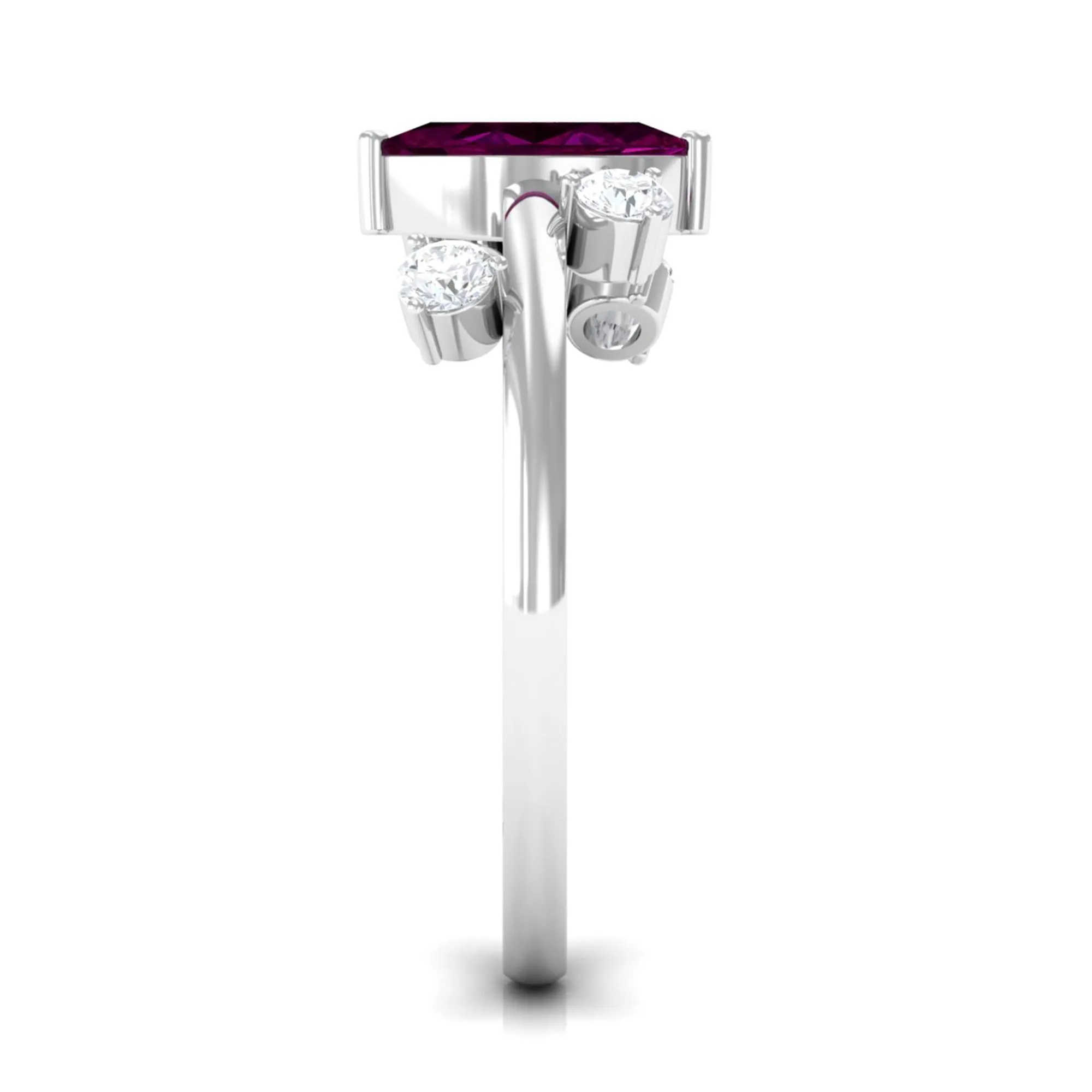 1 CT Marquise Cut Rhodolite Scatter Solitaire Ring with Diamond