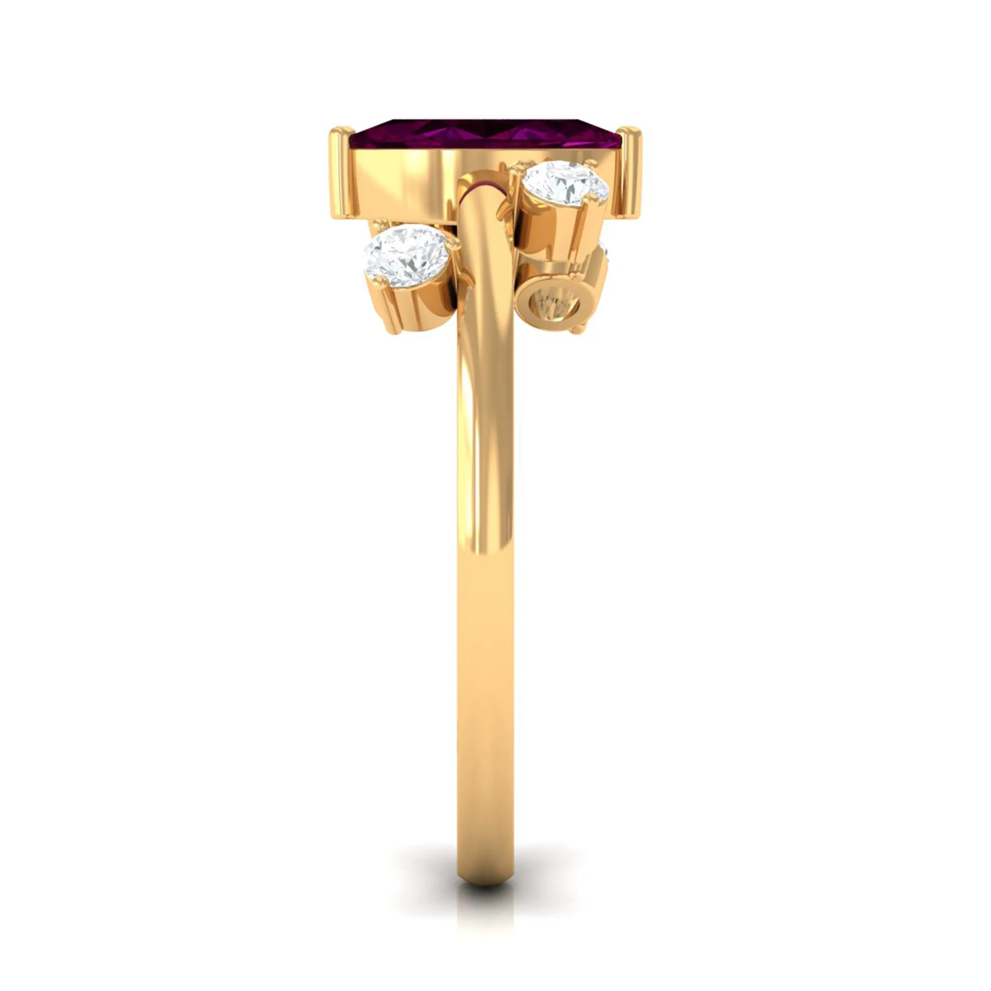 1 CT Marquise Cut Rhodolite Scatter Solitaire Ring with Diamond