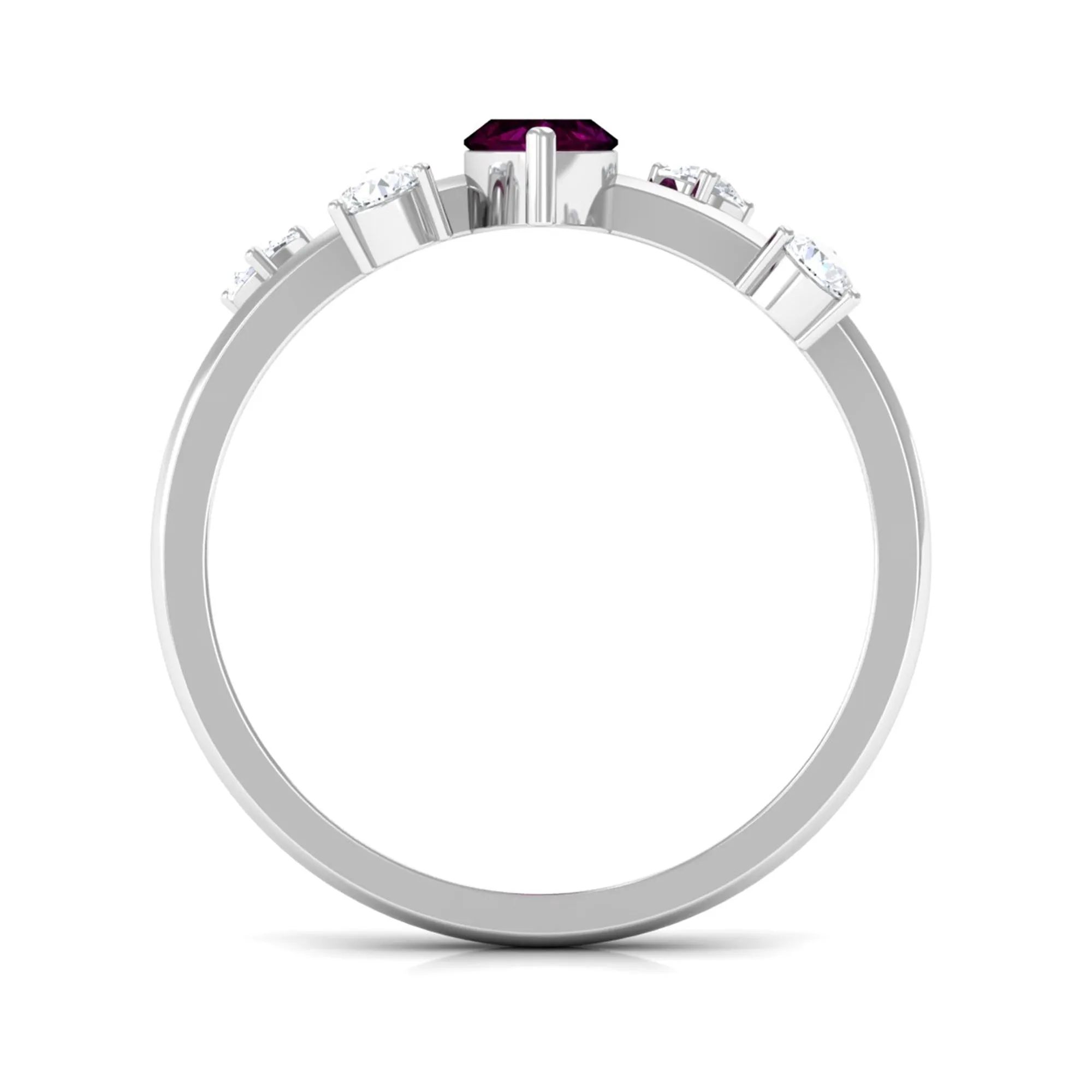 1 CT Marquise Cut Rhodolite Scatter Solitaire Ring with Diamond