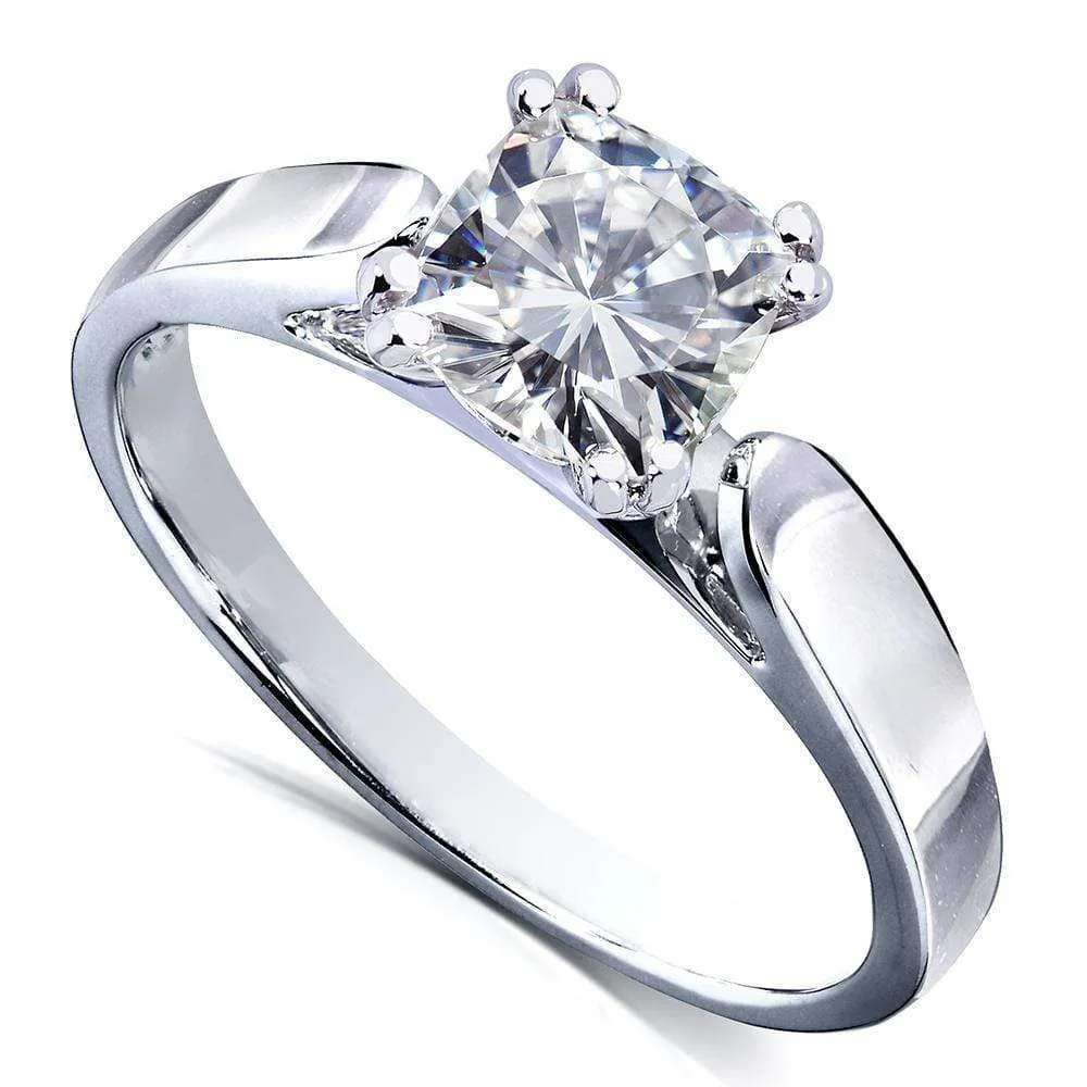 1.10 Carat Cushion Moissanite Simple Solitaire Ring