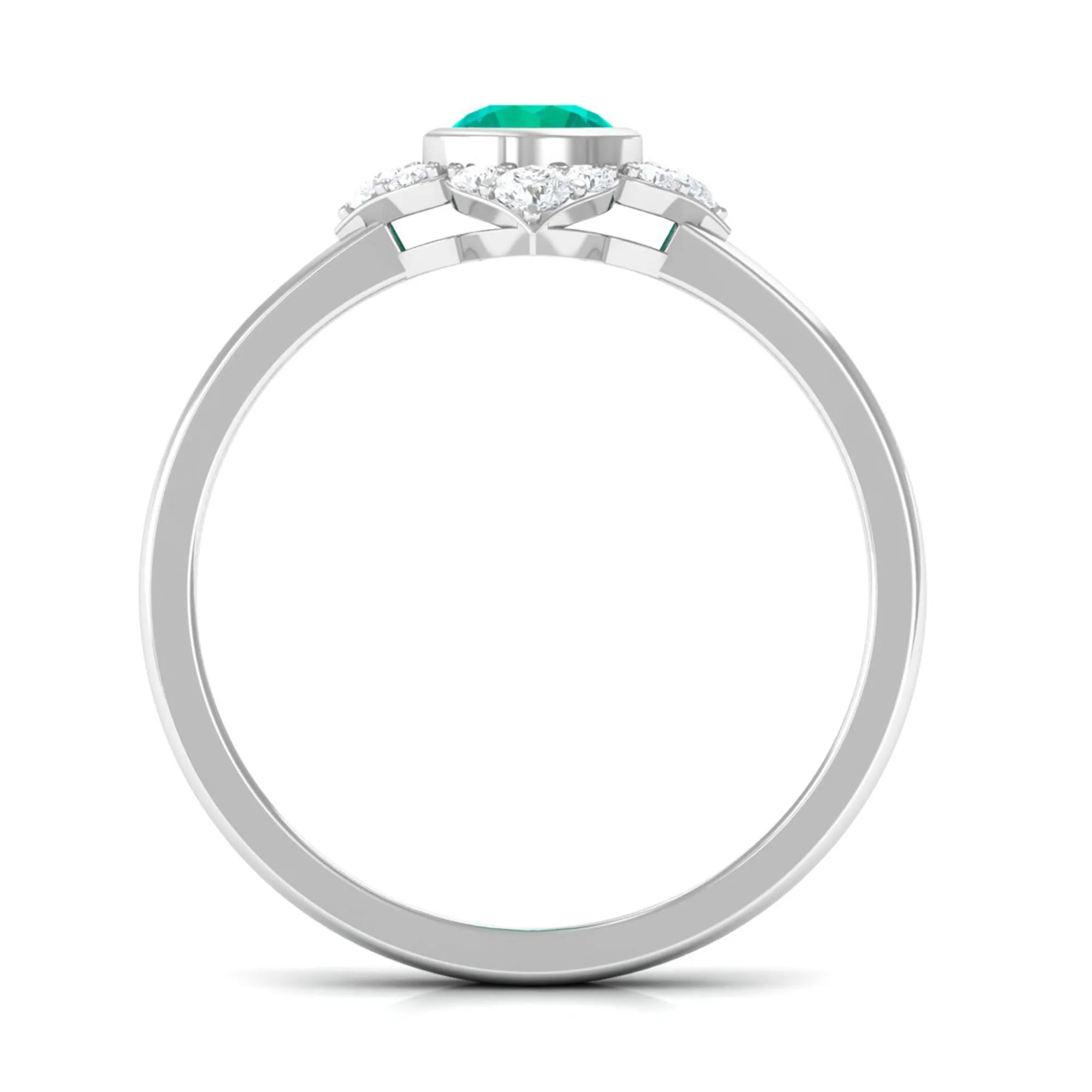 1/2 CT Round Emerald Vintage Engagement Ring with Diamond Accent