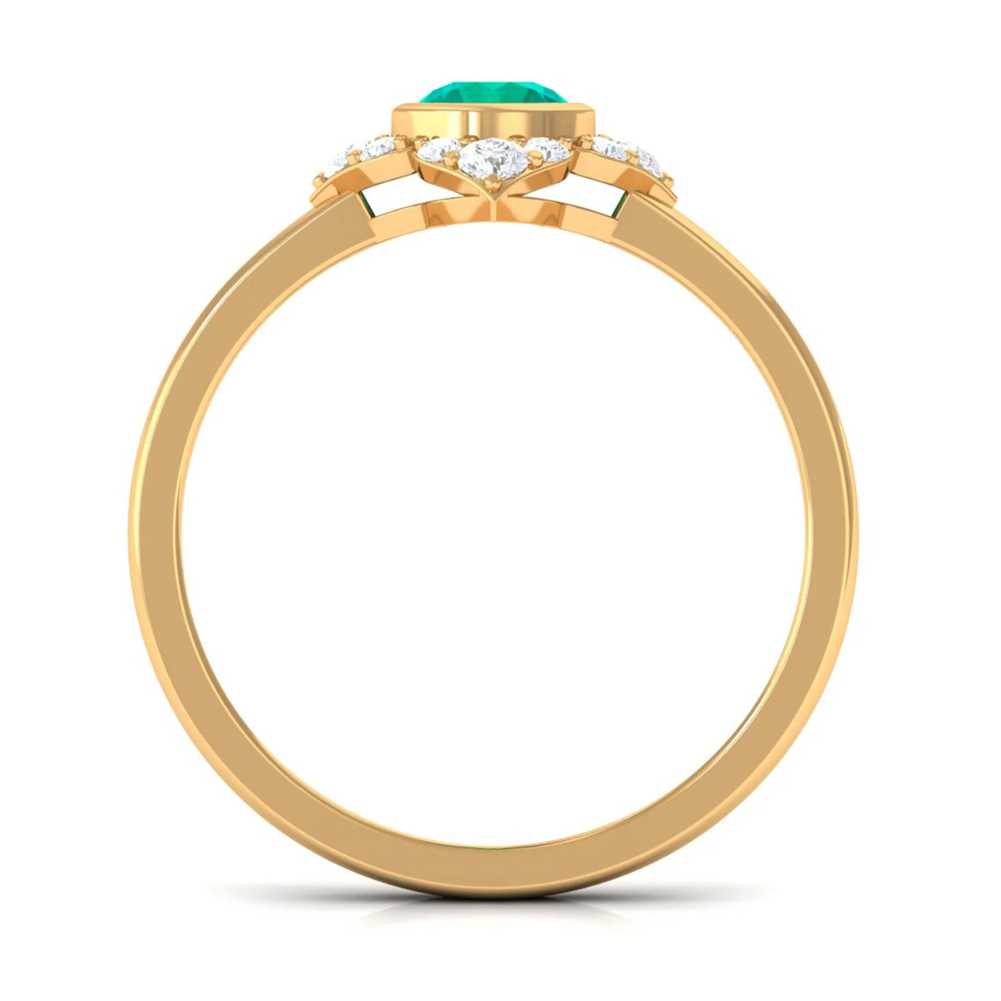 1/2 CT Round Emerald Vintage Engagement Ring with Diamond Accent