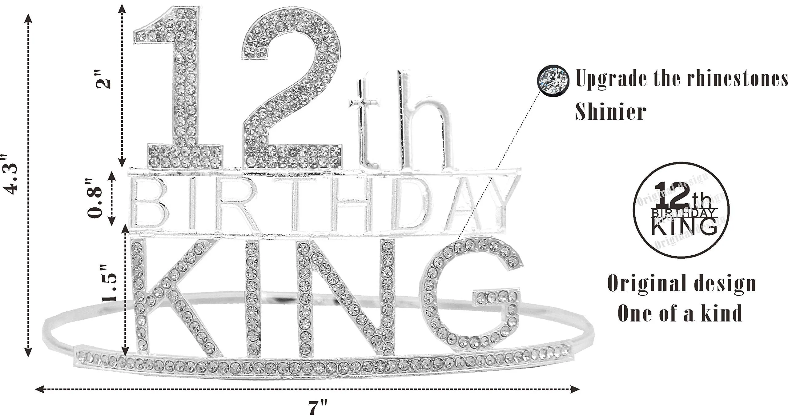 12th Birthday King Crown,12th Birthday Gifts for Boy,12th Birthday King Sash,12th Birthday