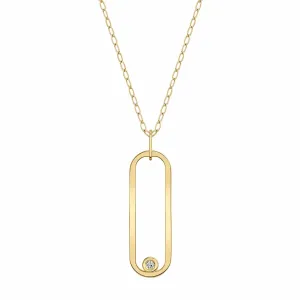 14 Karat Yellow Gold Open Oval Pendant Diamond Necklace