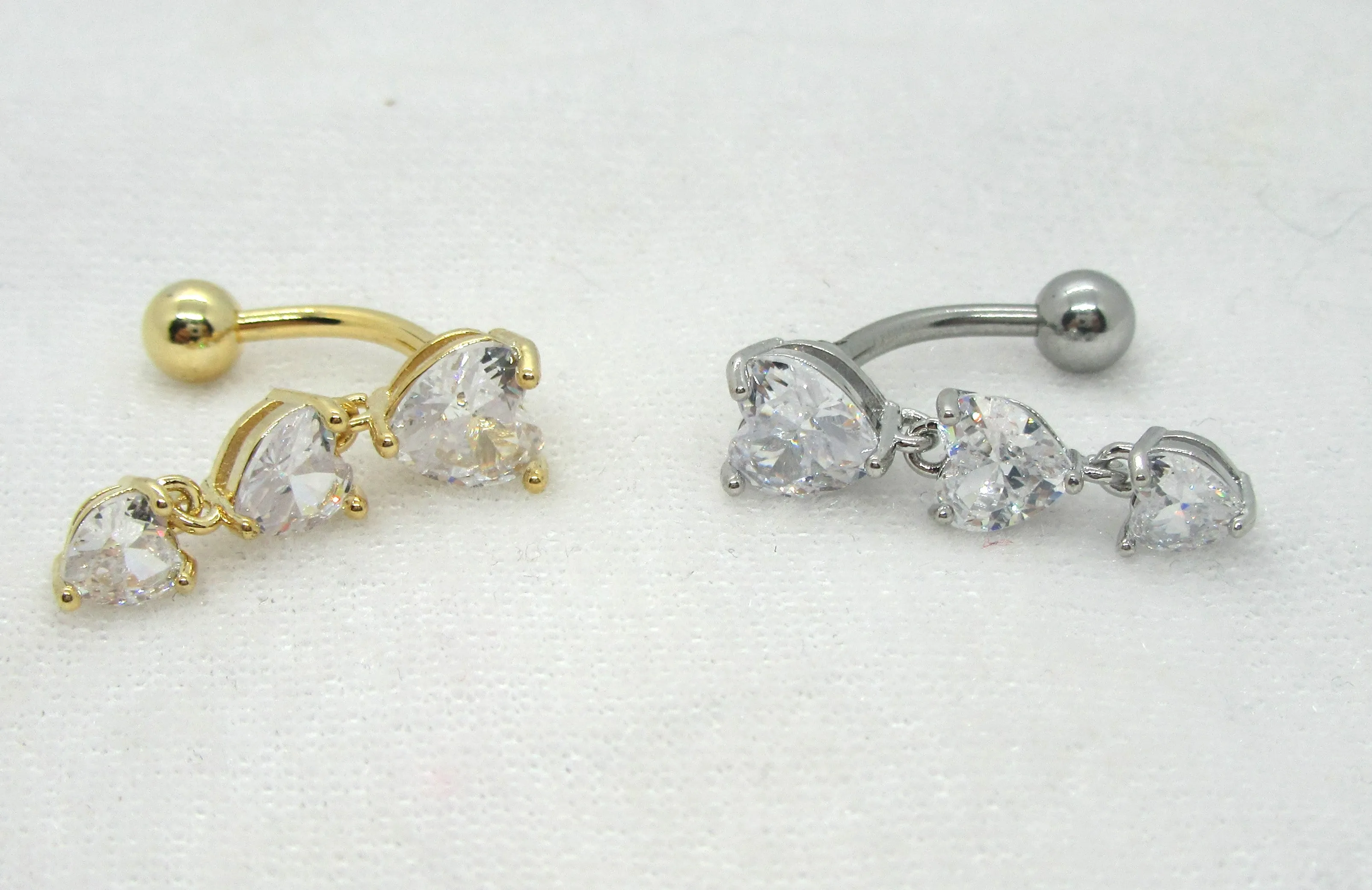 14G Gold Silver Heart Reverse Top Down Heart Belly Ring Hoop Belly Piercing Reverse Belly Bar Barbell