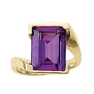 14K Emerald Cut Amethyst Ring