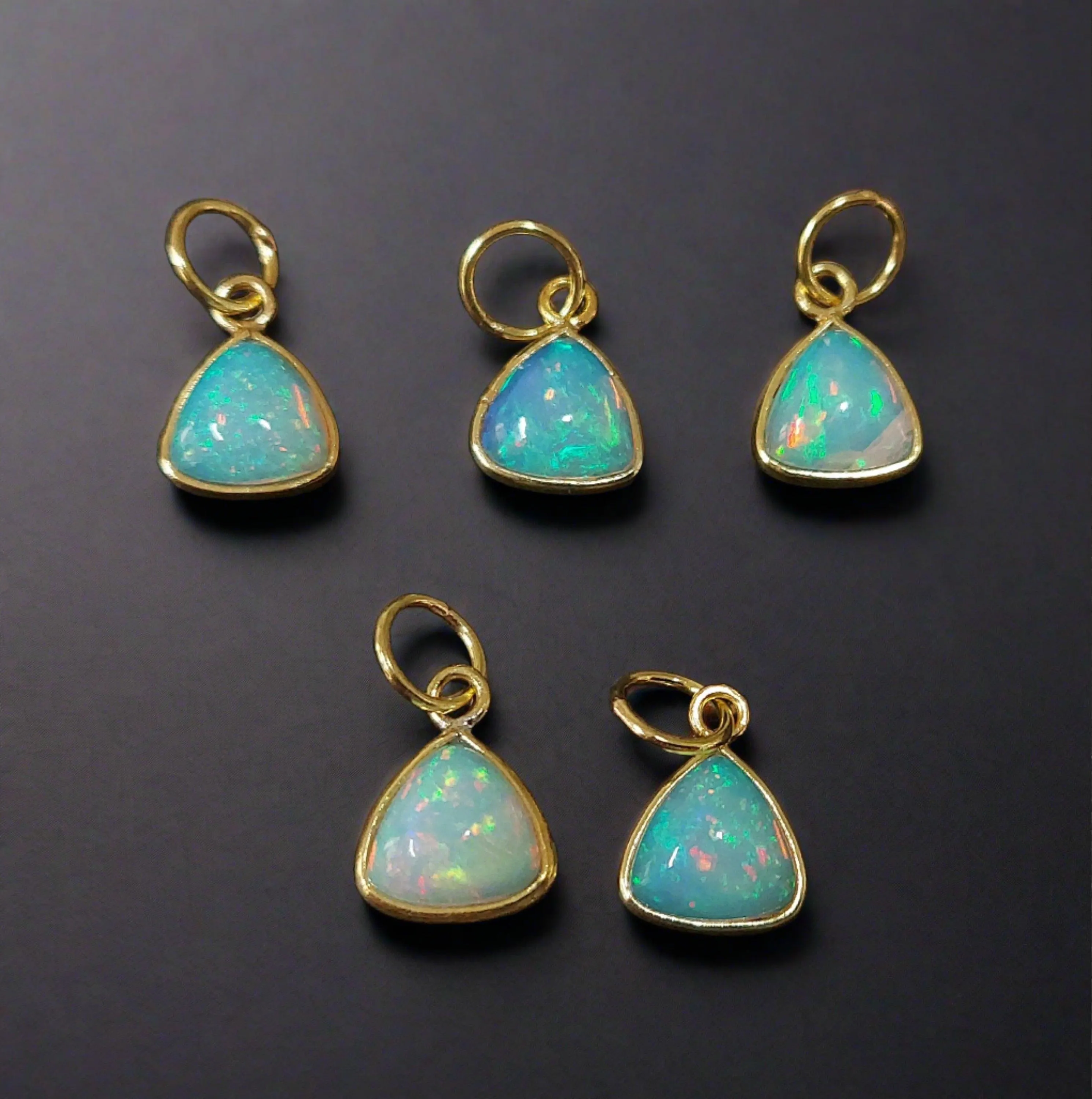 14k Gold Opal Charm Pendant