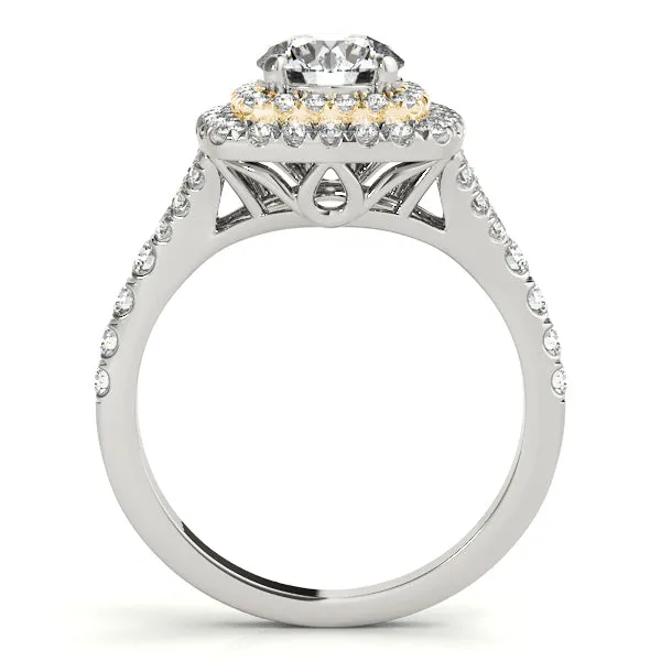14K Halo Round Brilliant Stone Engagement Ring