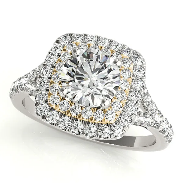 14K Halo Round Brilliant Stone Engagement Ring