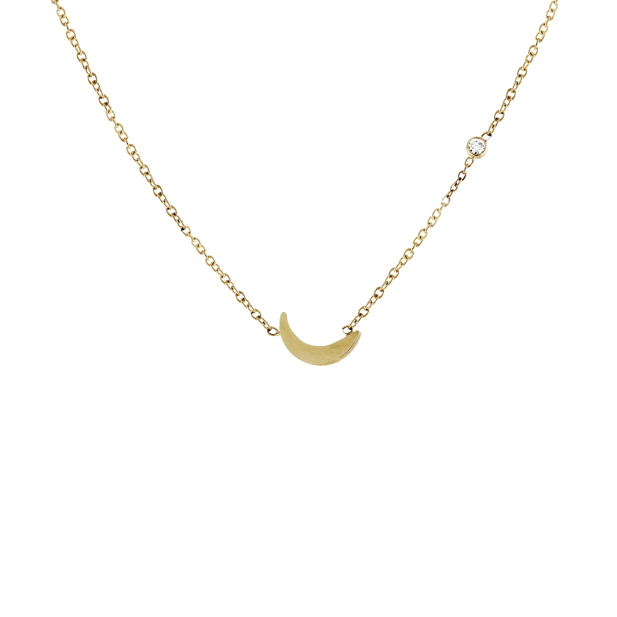 14K MOON AND DIAMOND NECKLACE