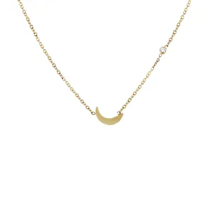 14K MOON AND DIAMOND NECKLACE