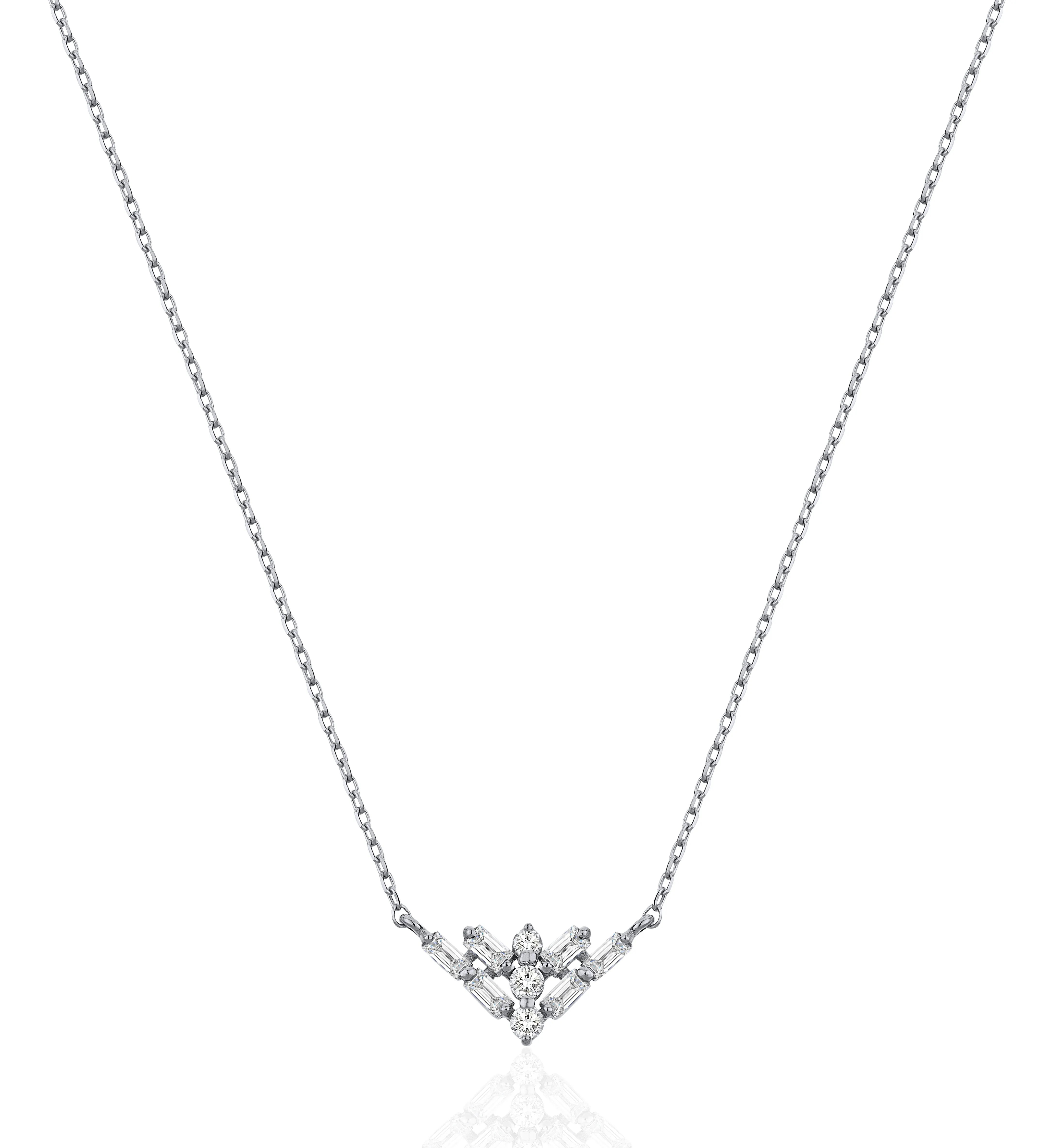 14K Solid Gold Sophie Baguette Diamond Necklace