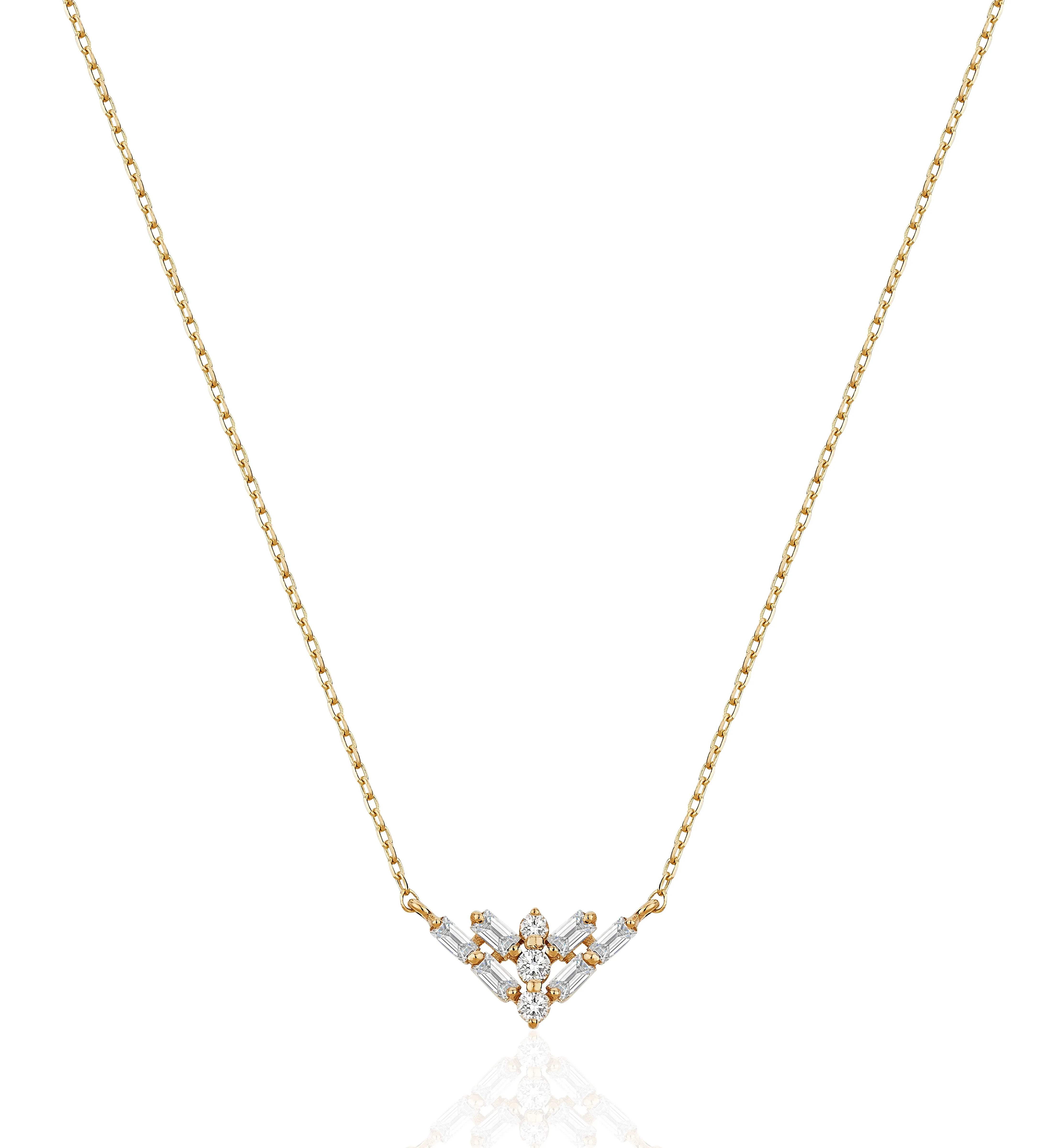 14K Solid Gold Sophie Baguette Diamond Necklace