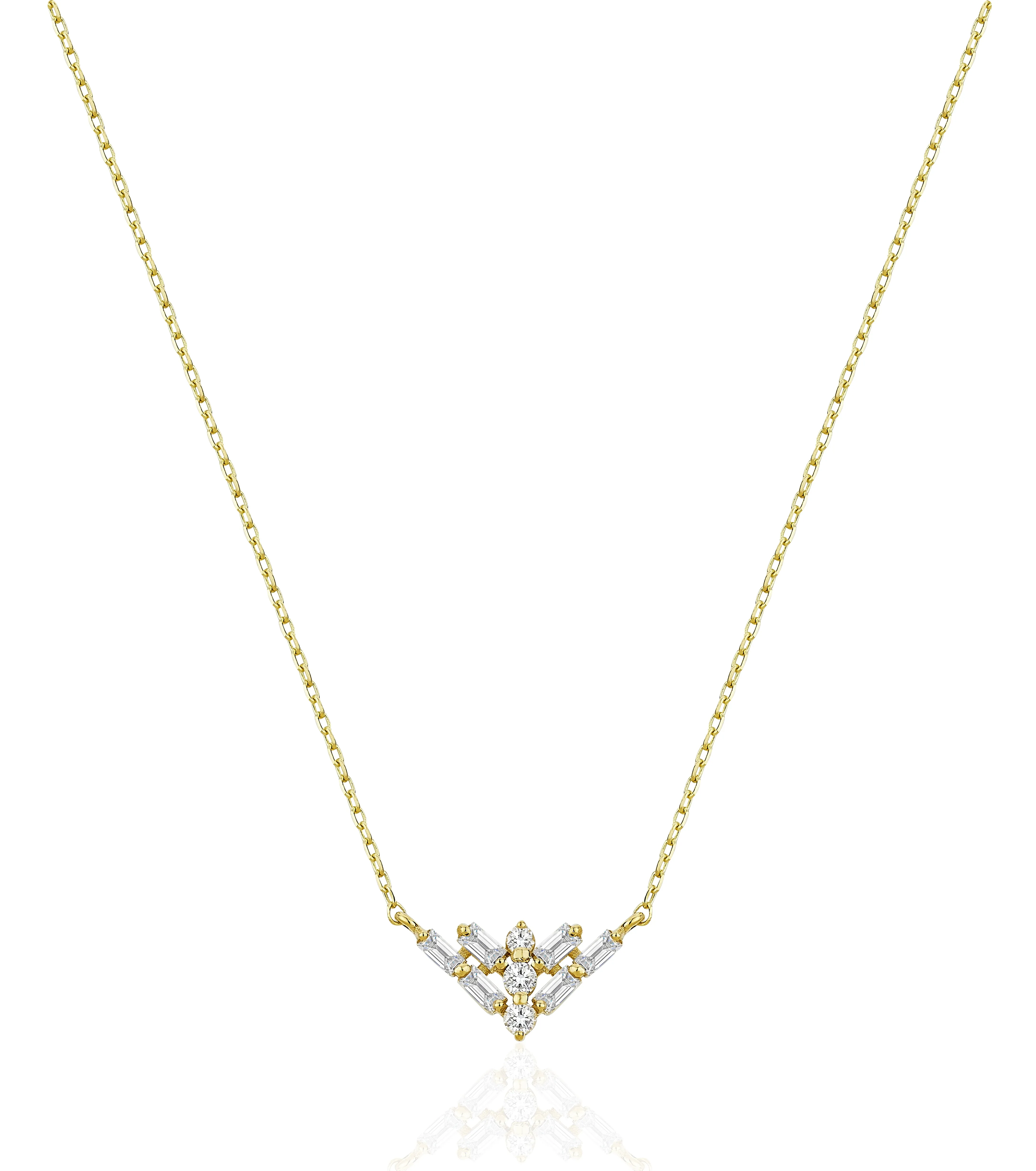 14K Solid Gold Sophie Baguette Diamond Necklace