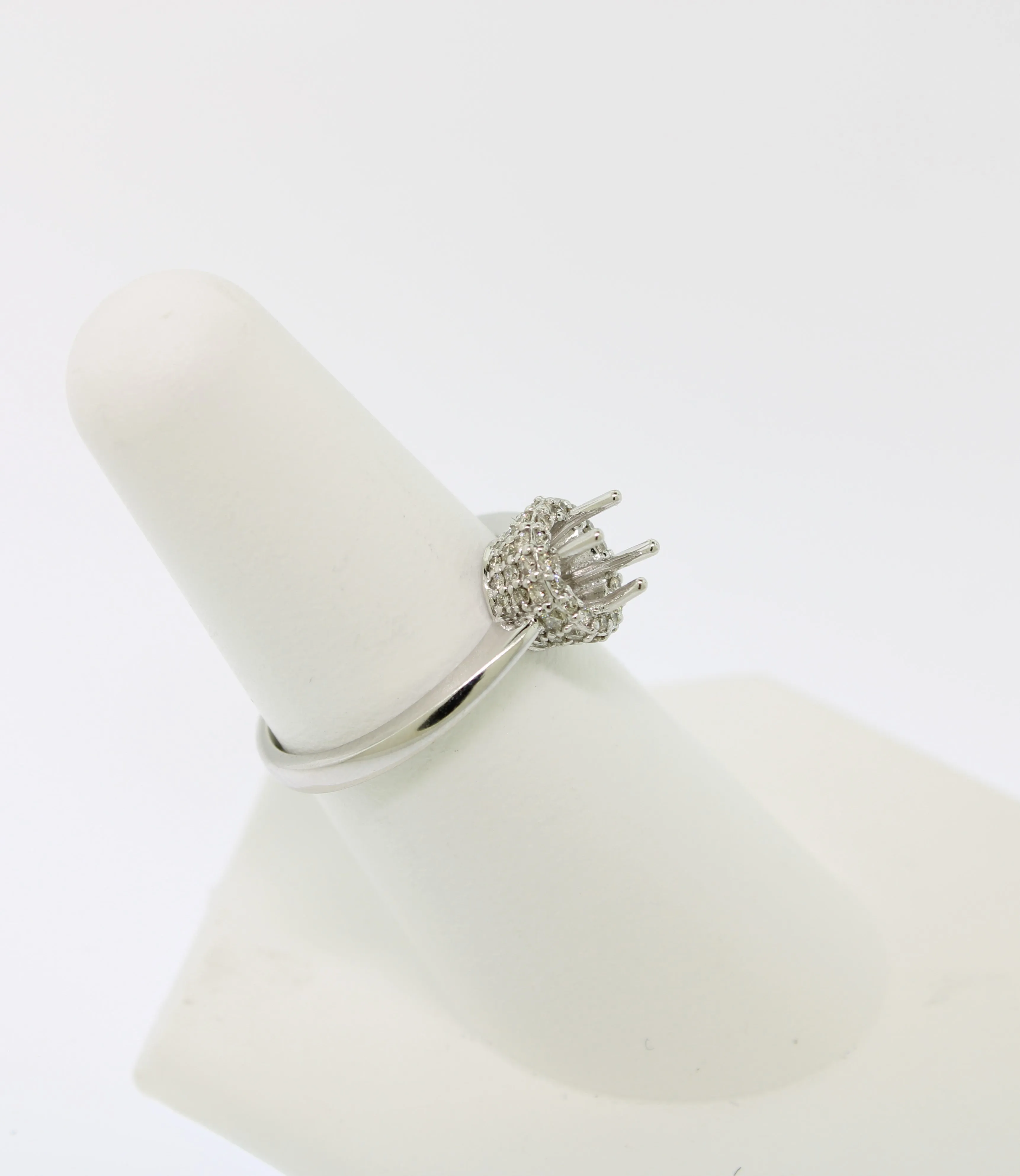 14K White Gold Diamond Engagement Ring Semi-Mounting Finger-Size 7 (Brand New)