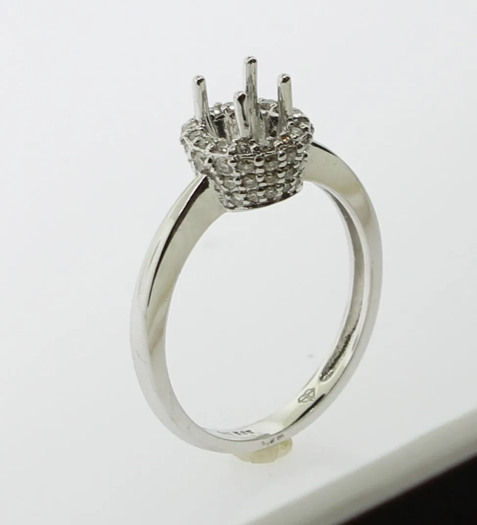 14K White Gold Diamond Engagement Ring Semi-Mounting Finger-Size 7 (Brand New)