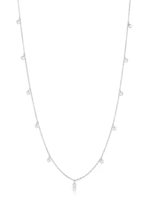14K White Gold Round Laser Drilled Diamond Necklace