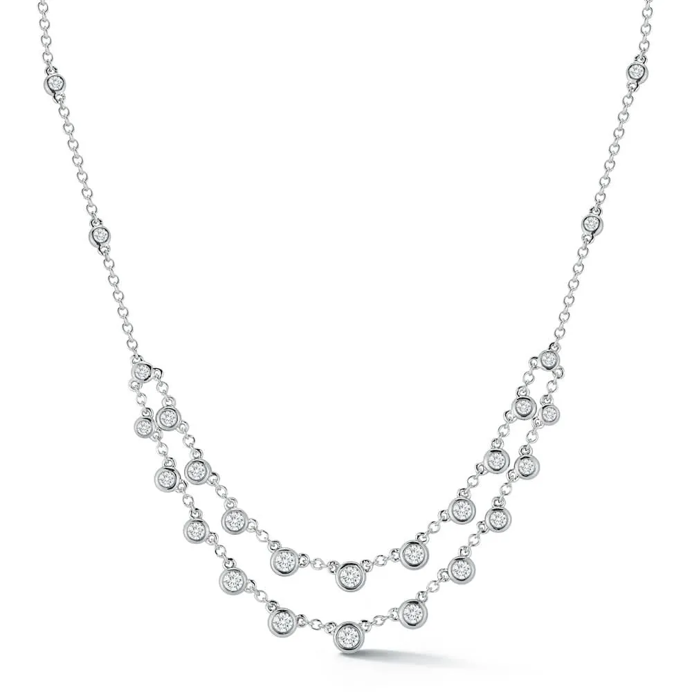 14K White Natural Diamond 16 inch Necklace