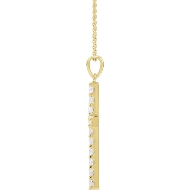 14K Yellow 1/10 CTW Natural Diamond Cross 18" Necklace