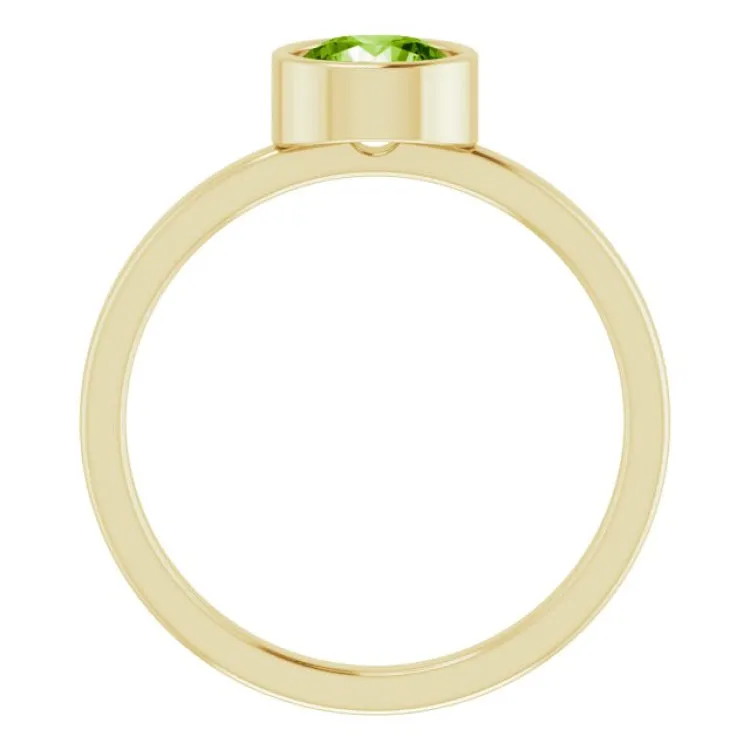 14K Yellow 6 mm Natural Peridot Ring