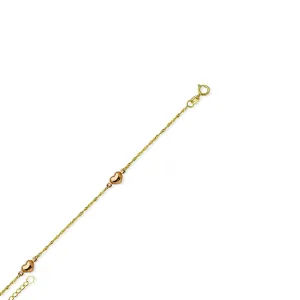 14k Yellow & Rose Gold Heart Anklet