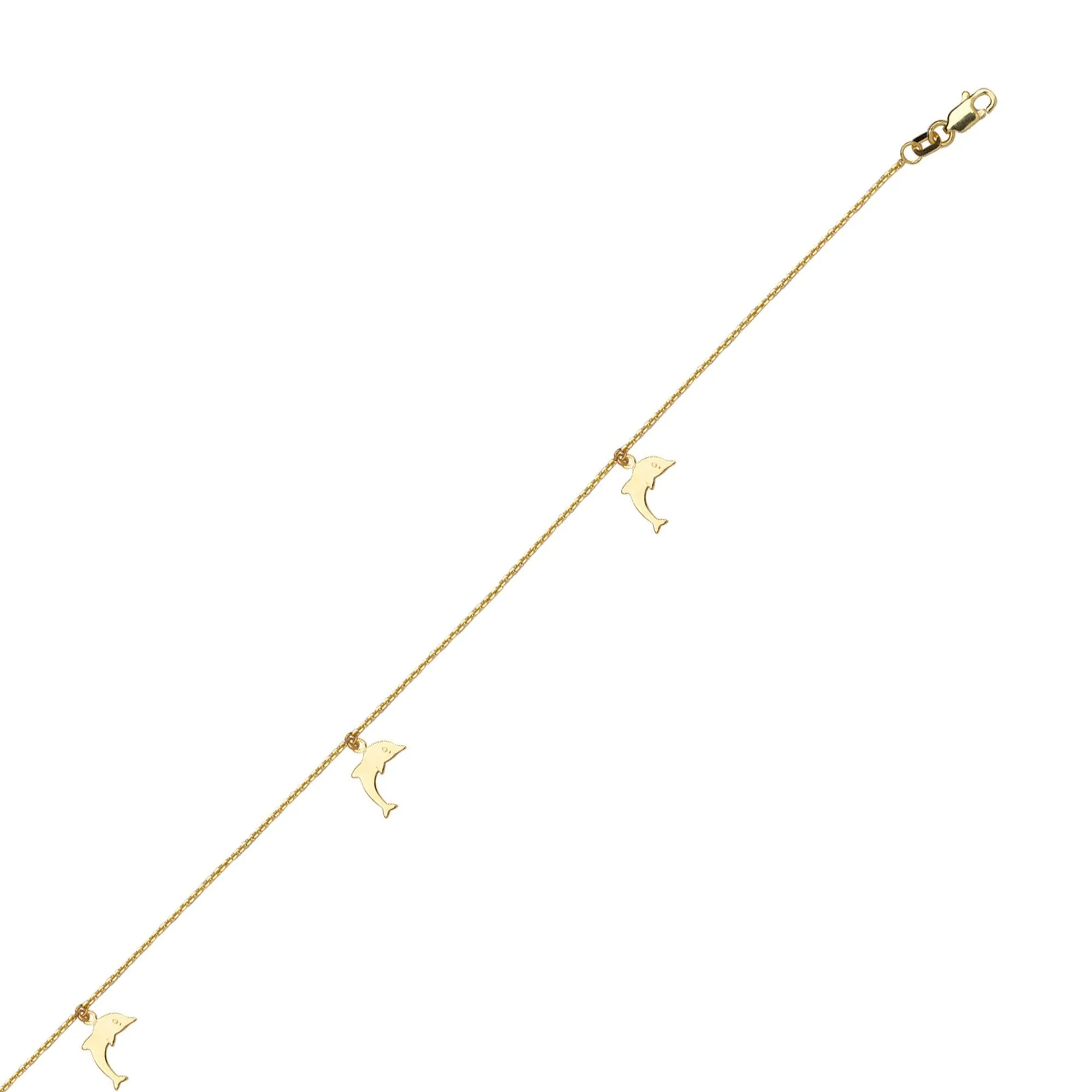 14k Yellow Gold Dolphin Anklet