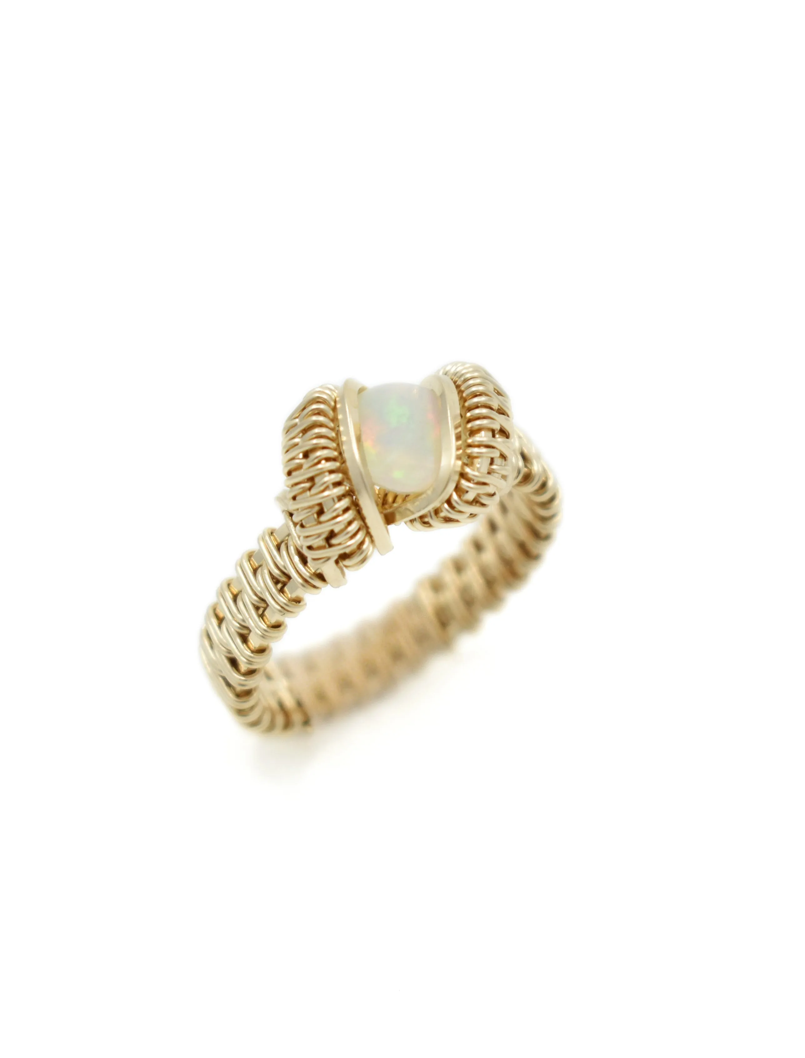 14kt Gold Filled Wire Wrapped Ethiopian Opal Ring