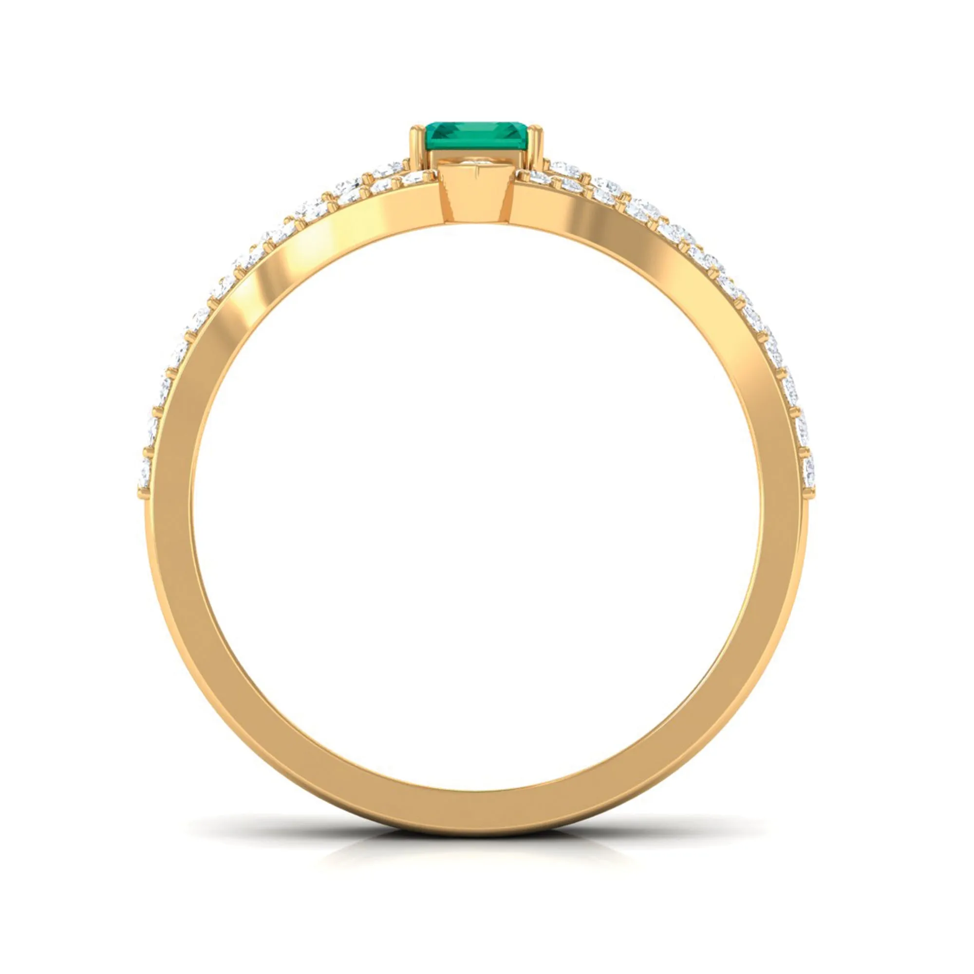 1.50 CT Emerald Solitaire Ring Set with Diamond Enhancer Band