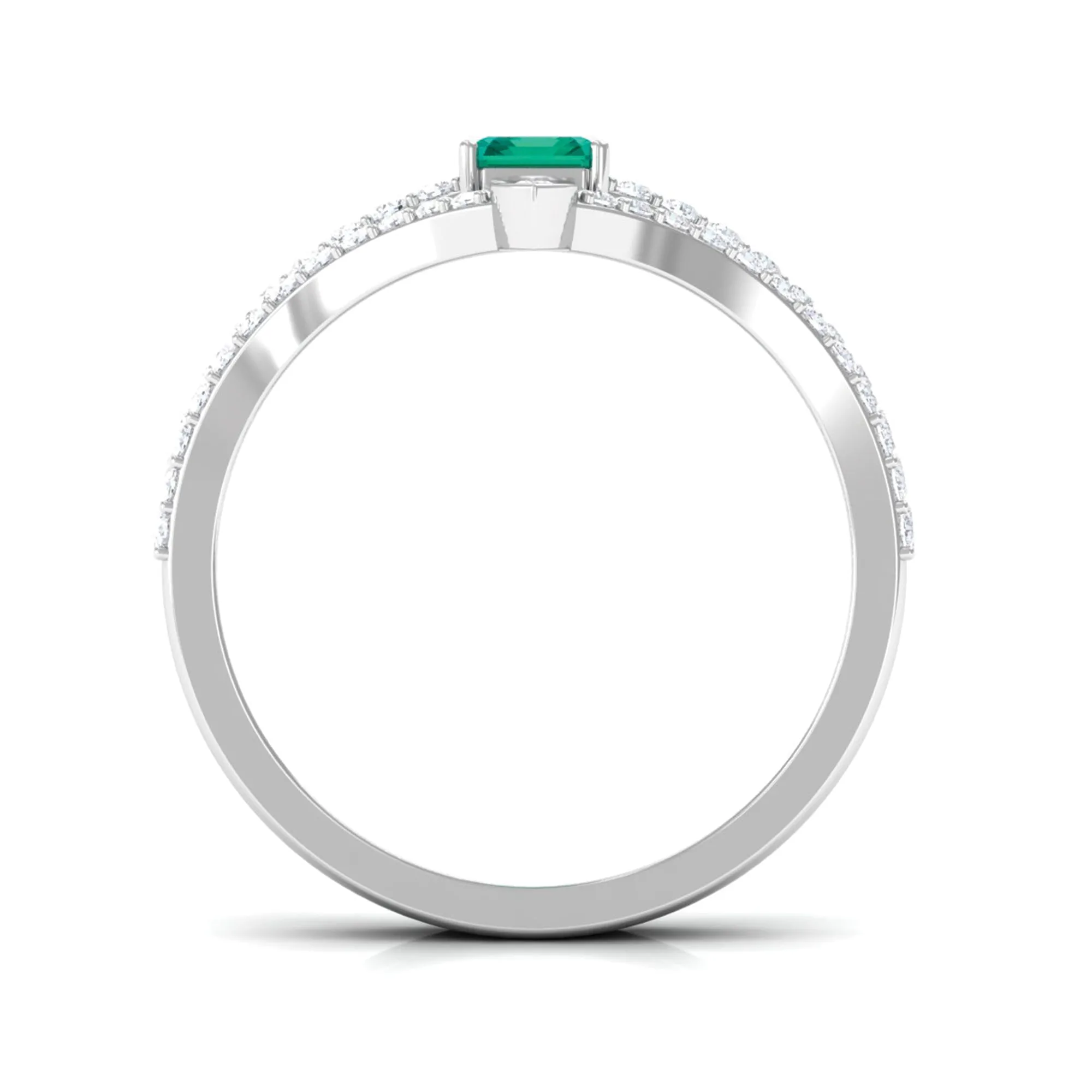 1.50 CT Emerald Solitaire Ring Set with Diamond Enhancer Band