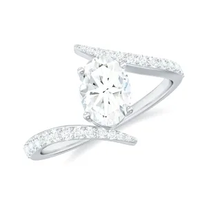 1.50 CT Prong Set Oval Moissanite Bypass Engagement Ring