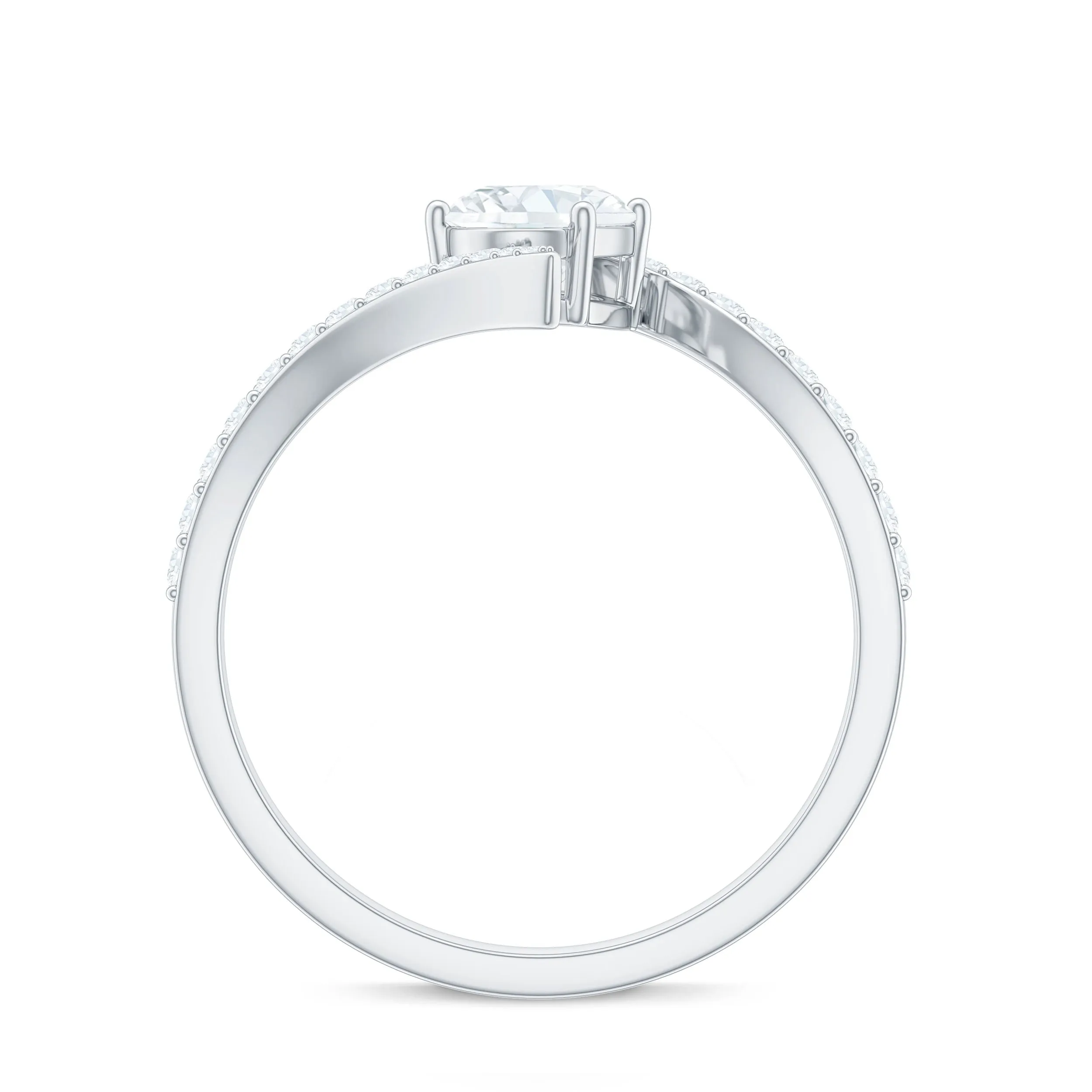 1.50 CT Prong Set Oval Moissanite Bypass Engagement Ring
