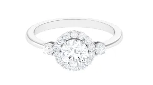 1.75 CT Round Moissanite Halo Engagement Ring