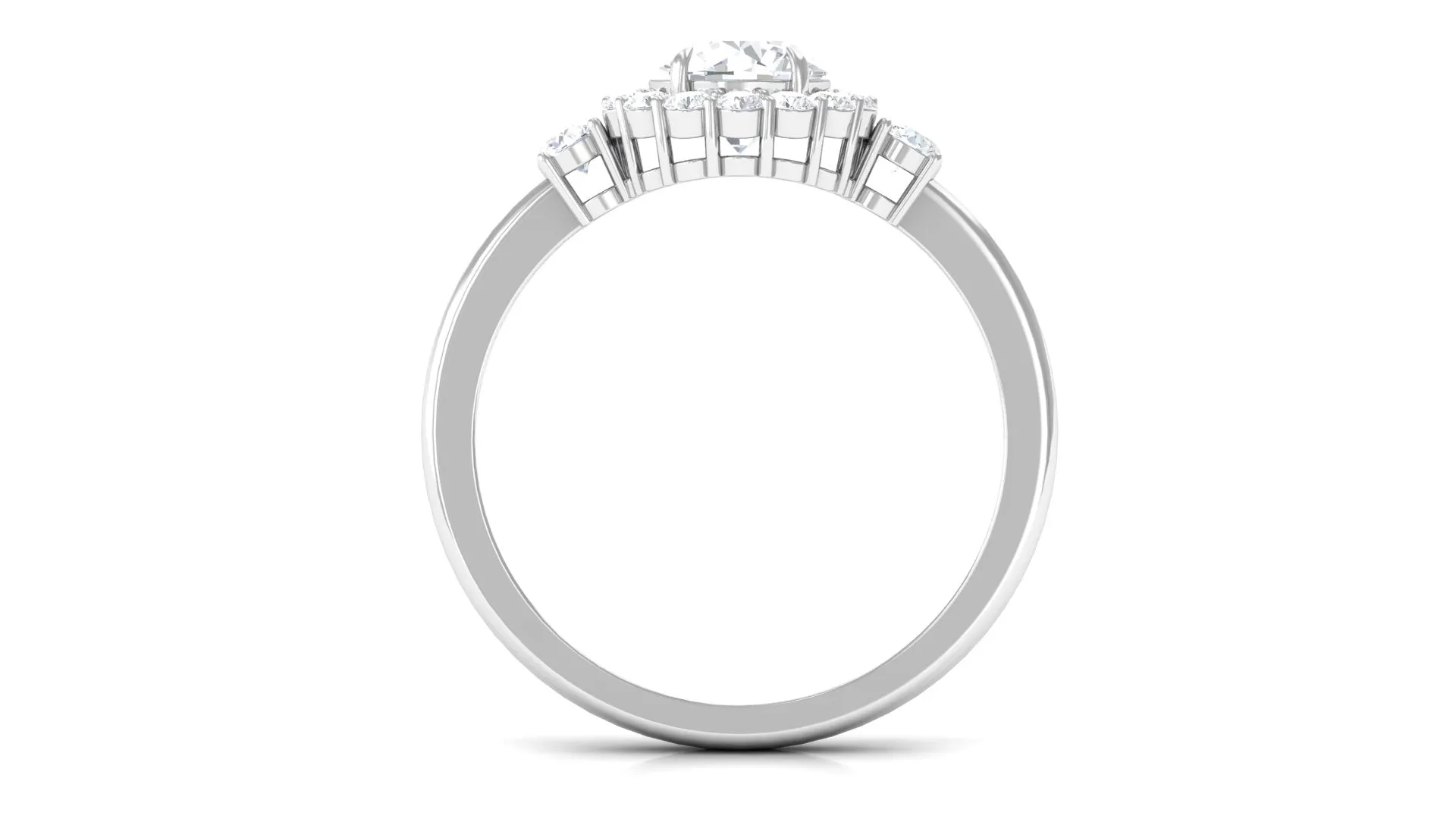 1.75 CT Round Moissanite Halo Engagement Ring