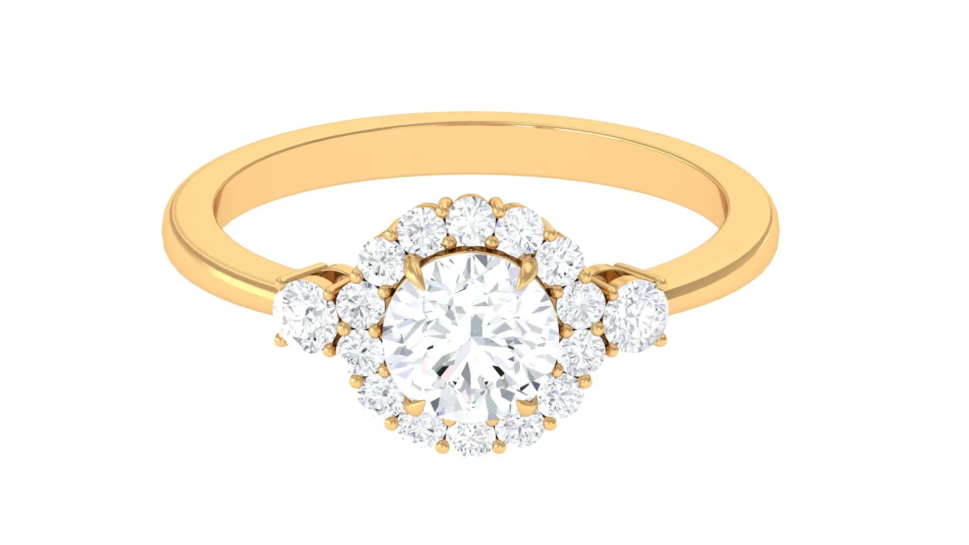 1.75 CT Round Moissanite Halo Engagement Ring