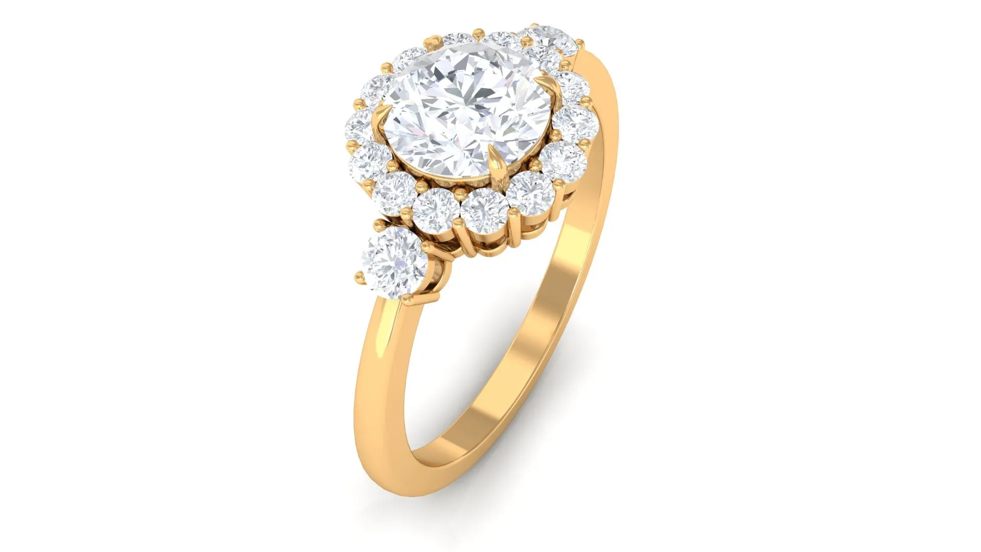 1.75 CT Round Moissanite Halo Engagement Ring