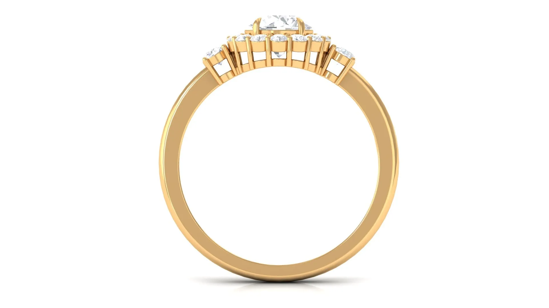1.75 CT Round Moissanite Halo Engagement Ring