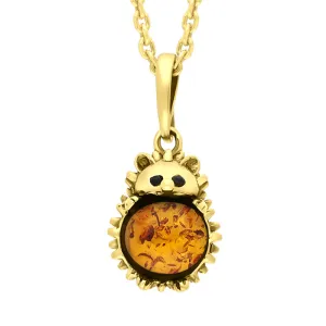 18ct Yellow Gold Amber Small Hedgehog Necklace
