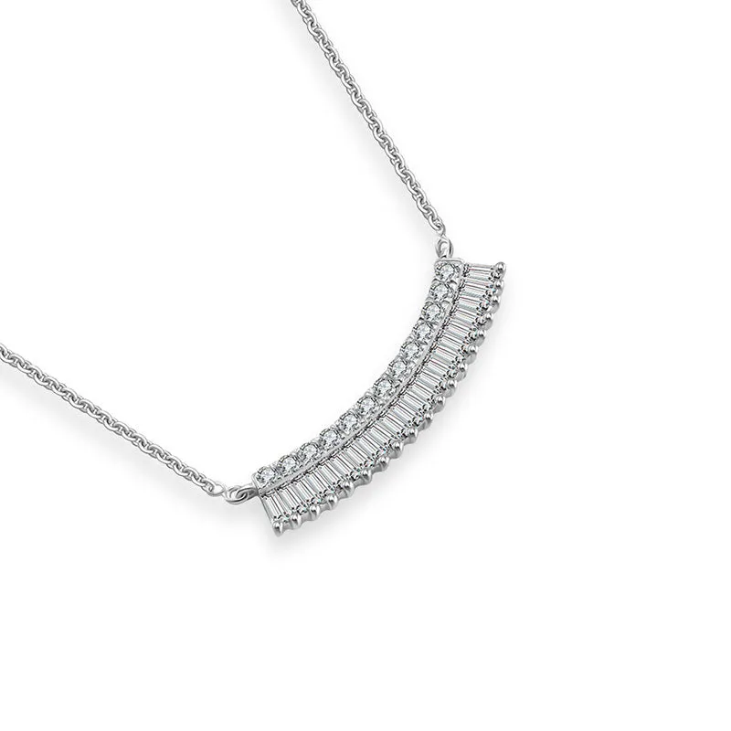 18k Gold Curve Shape with Rectangle Diamond Necklace