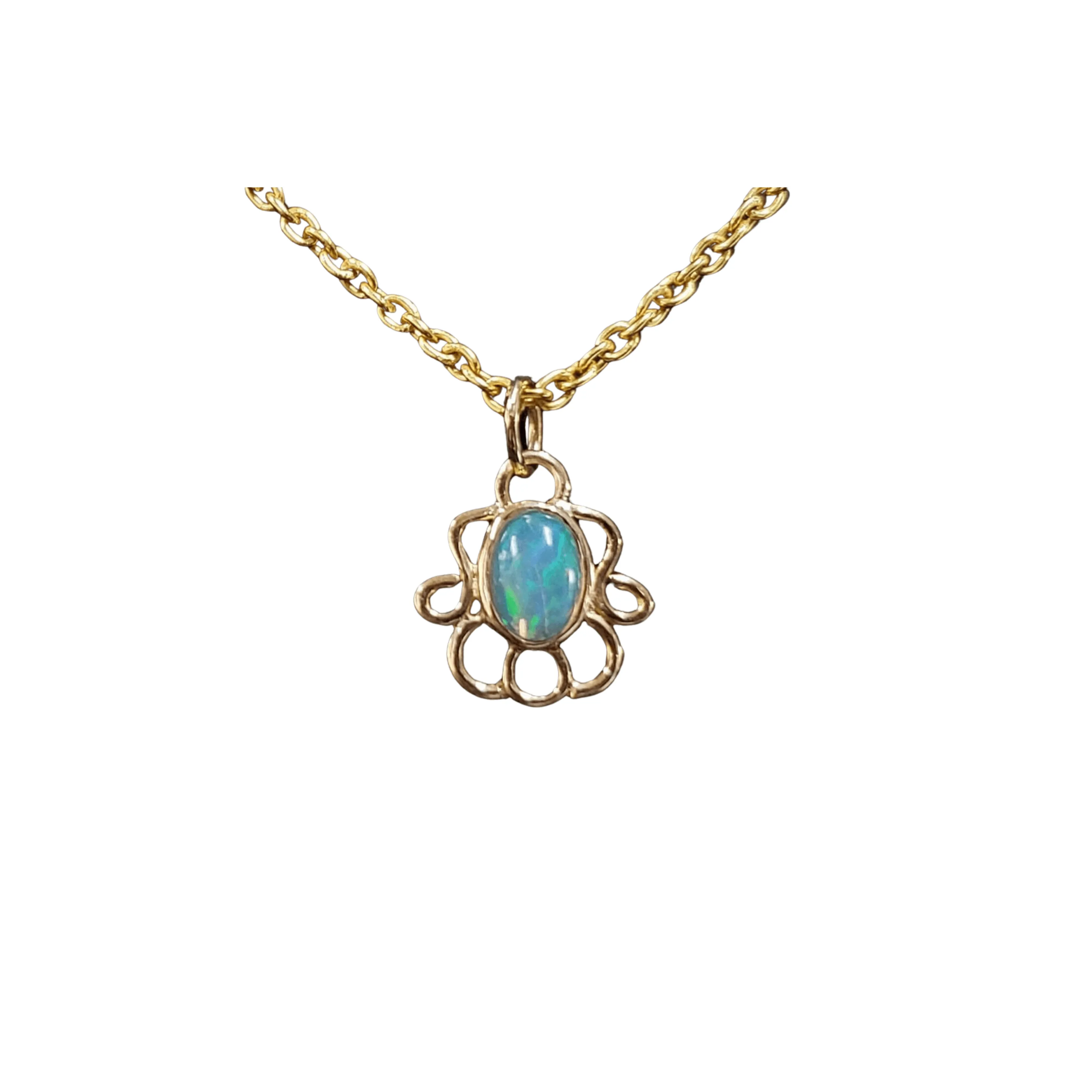 18k Gold Natural Ethiopian Opal Minimalist Pendant