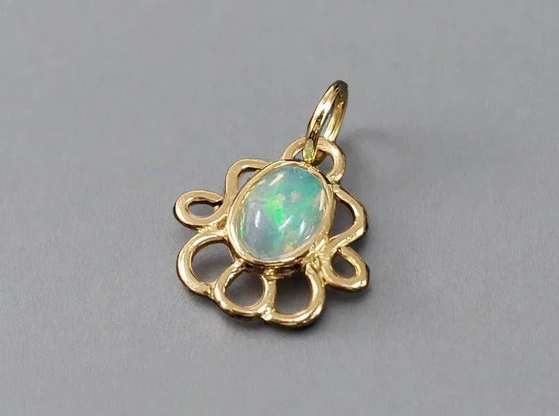 18k Gold Natural Ethiopian Opal Minimalist Pendant
