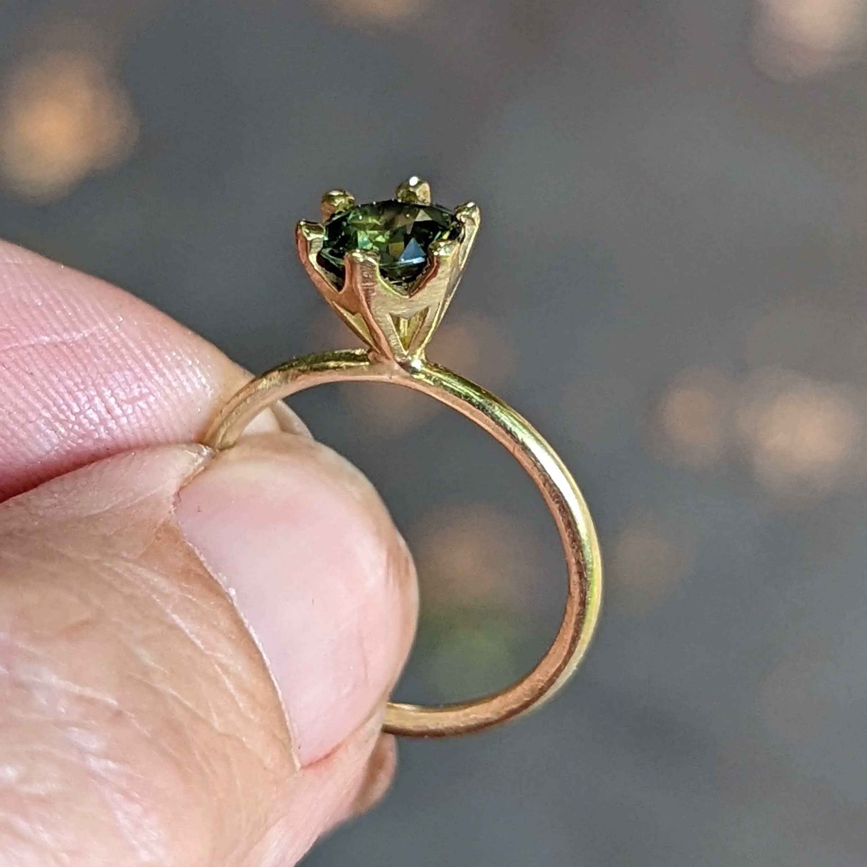 18k Yellow Gold Parti Sapphire Diamond Engagement Ring