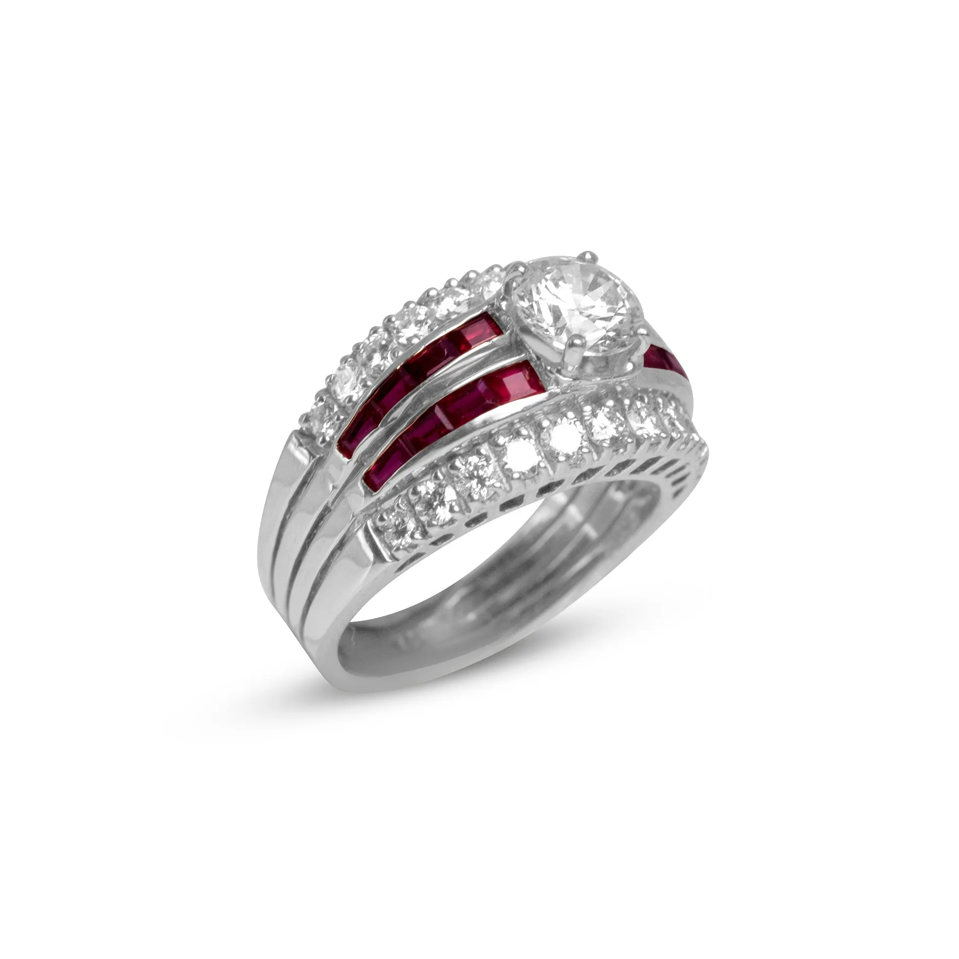 18k Yellow Ruby and Diamond Vintage Style Mounting