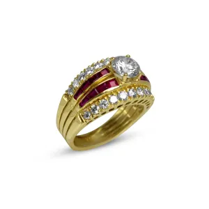 18k Yellow Ruby and Diamond Vintage Style Mounting